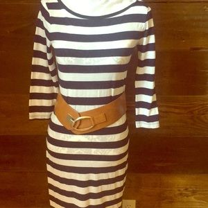 Navy and white t shirt dress